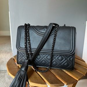 Tory Burch black quilted shoulder bag